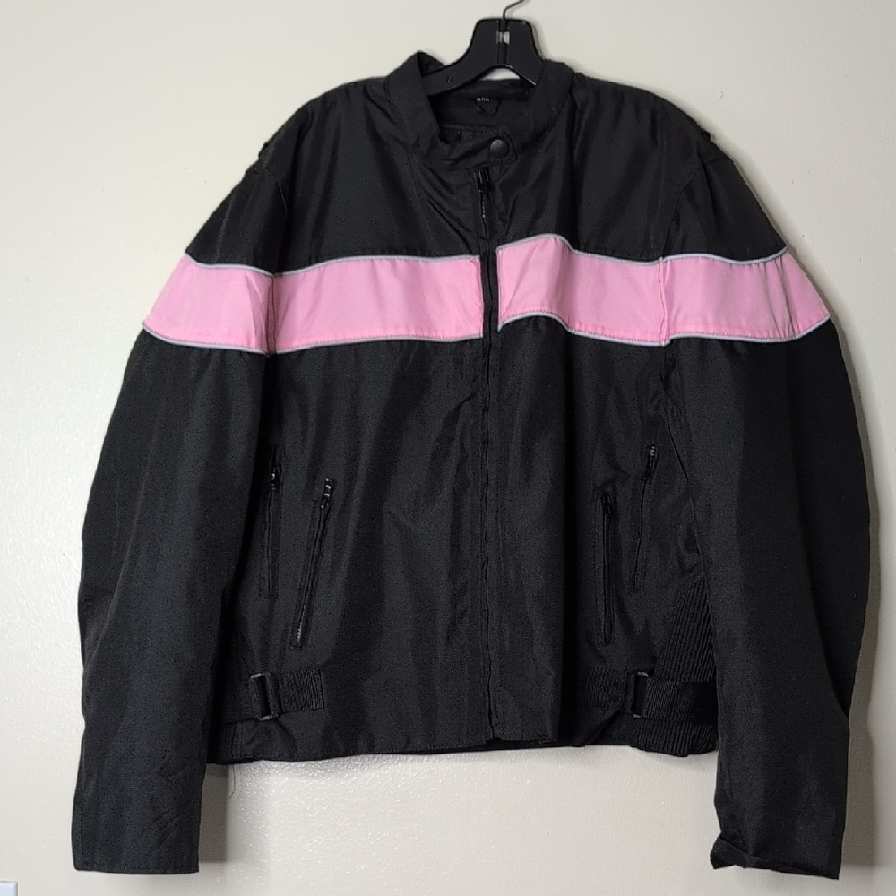 Revolution Black Bomber Jacket with Pink Accent Size 5Xl Biker